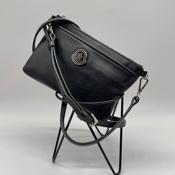 Moncler Authentic Leather Black Crossbody Waist Bag - Picture 1 of 16